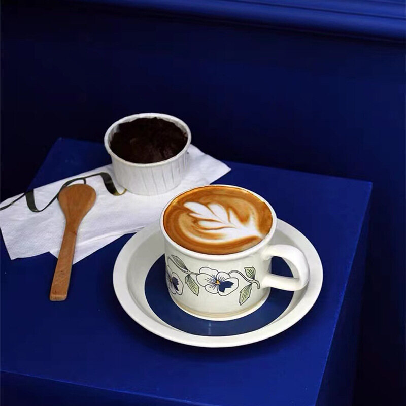 Gambar Finland Export Ceramic Coffee Cup and Saucer Set Vintage Medieval Afternoon Tea Flower Tea Cup Black Tea Mug