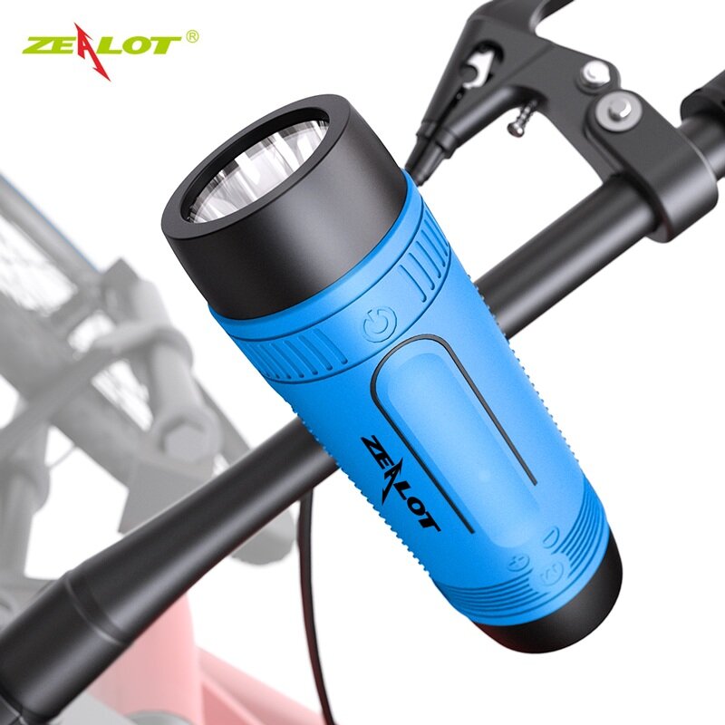 Loa Bluetooth 5.0 Zealot S1, Radio Fm Chống Nước, Dùng Ngoài Trời, Gắn Cột Xe Đạp Di Động Không Dây, Hộp Xoay Tròn + Đèn Pin + Giá Treo Xe Đạp