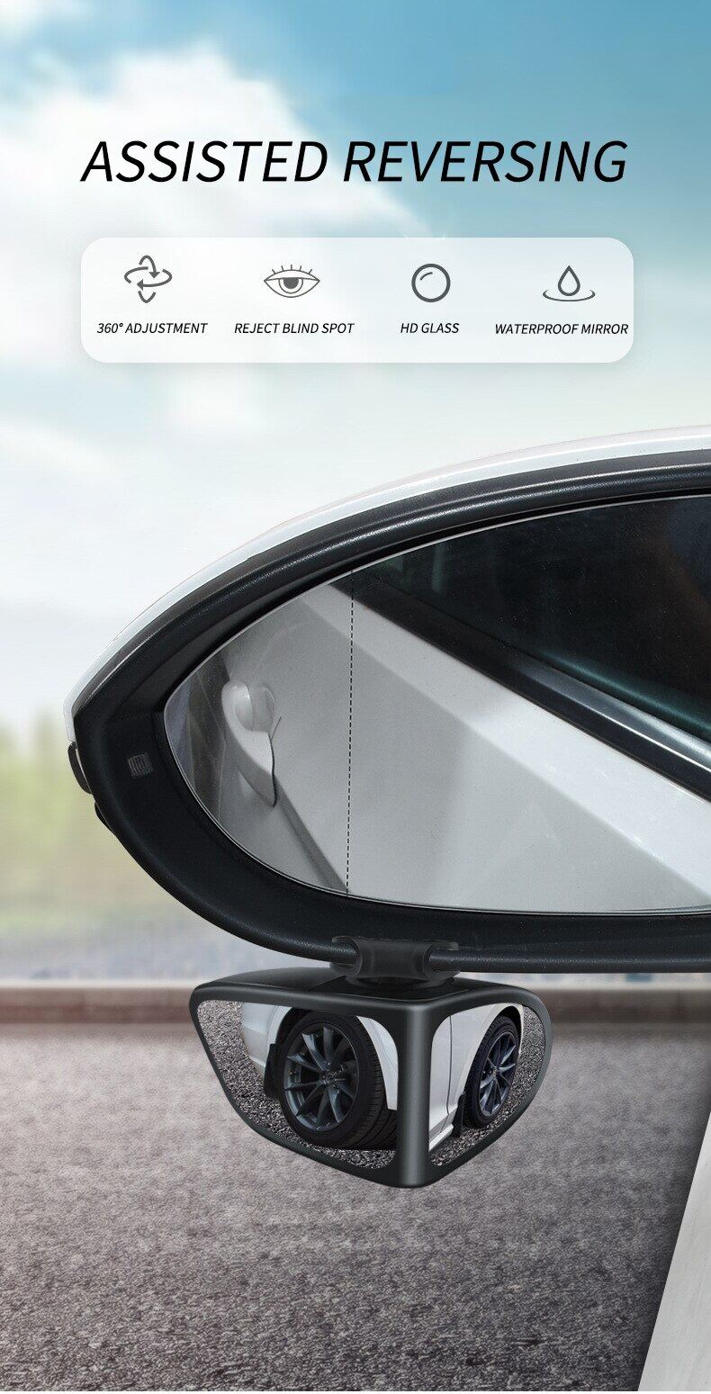 ekleva gương tròn nhỏ đảo chiều xe hơi bánh trước và sau, gương góc rộng, chiếu hậu phụ hai mặt mù 360 độ 2