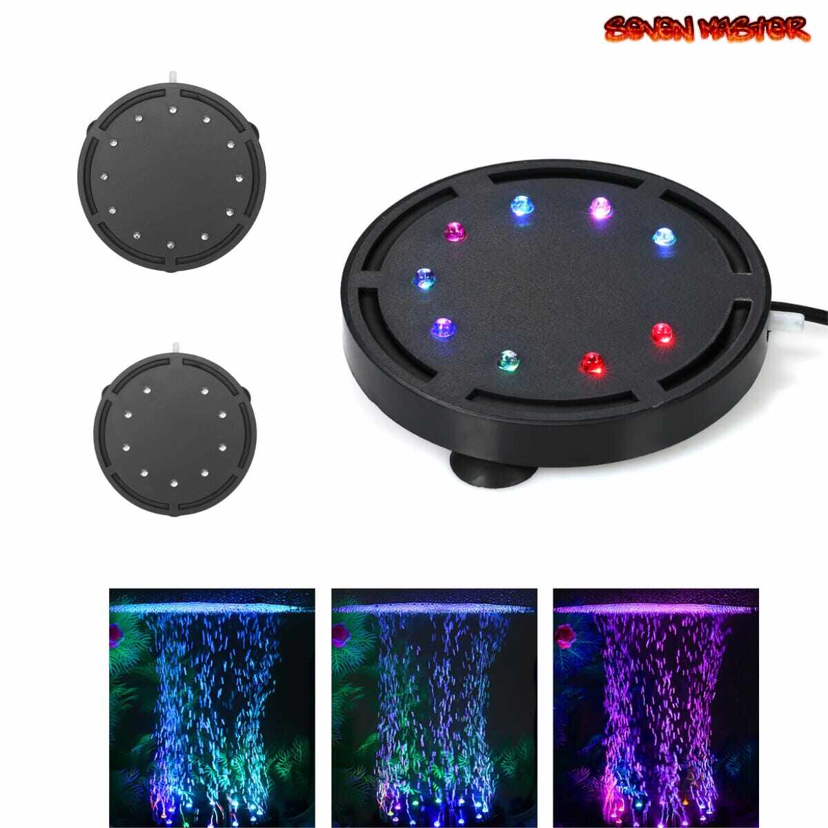 Bảy Master không thấm nước Aquarium 7 Color Changing Led đèn pin dùng dưới nước oxy đĩa đèn bong bóng