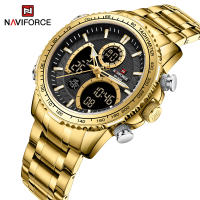 NAVIFORCE Watch for Men Waterproof Dual Display Sport Wristwatch Stainless Steel Strap Date Male Clock Relogio Masculino NF9182