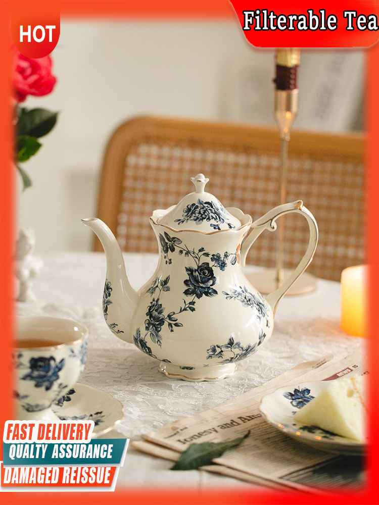 Gambar ??Ready Stock??Palace Style Ceramic Cup and Pot Set Cup Saucer French Retro Restaurant Afternoon Tea Cup Saucer Coffee Cup British