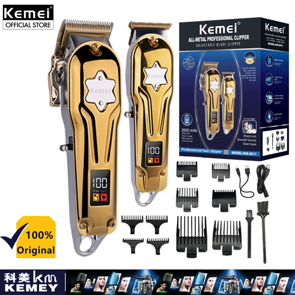 Kemei km-2011 tông đơ cắt tóc nam mới, bộ đồ hai mảnh tông đơ cắt tóc kim loại màn hình led tông đơ sạc usb