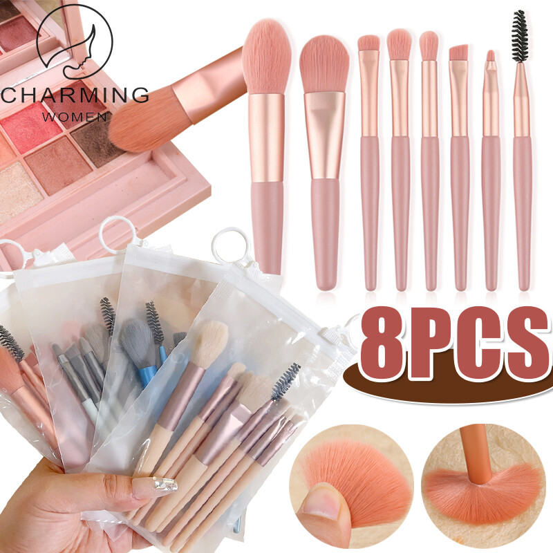 8 chiếc/bộ cọ trang điểm nền tảng lông mềm Cọ che khuyết điểm phấn mắt làm đẹp lông mày dụng cụ cọ trang điểm