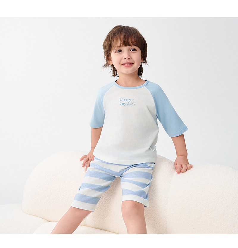 balabala Children Pajama Set Summer Thin Air Conditioning Clothing For Boy And Girl Home Clothing Little And Big Kids Parentchild Matching