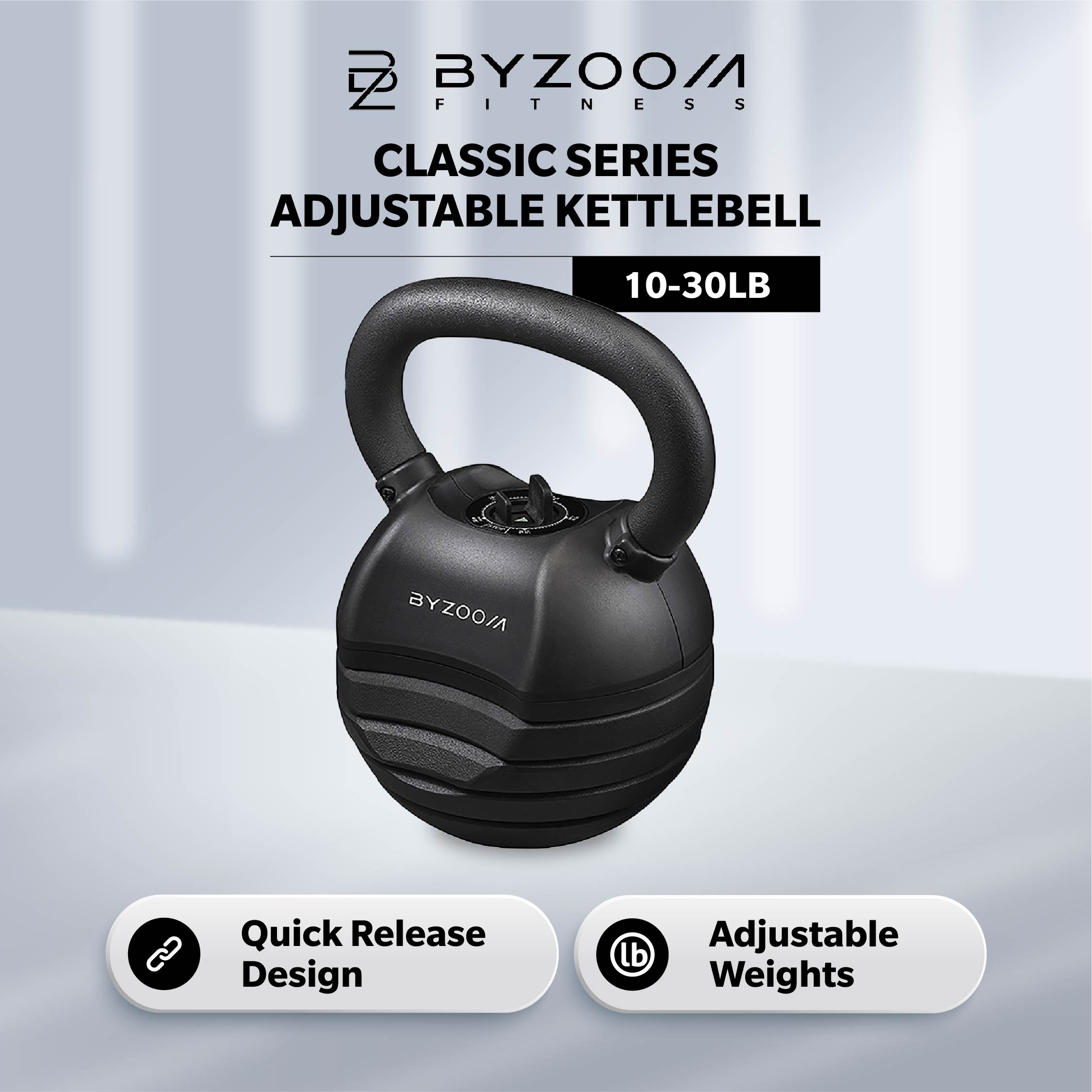 [Byzoom Fitness Classic Series 30LB Adjustable Kettlebell (BLACK) - 5 weights in 1,Byzoom Fitness Classic Series 30LB Adjustable Kettlebell (BLACK),] ราคา 5,390 บาท*ส่งฟรี