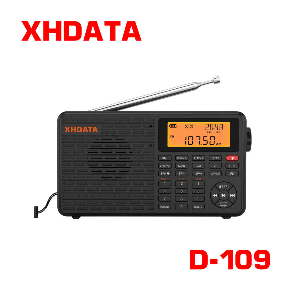 Đài Phát Thanh Toàn Cầu XHDATA D-109 FM ST/LW/MW/SW Với Máy Phát BT Không Dây Âm Thanh Nổi