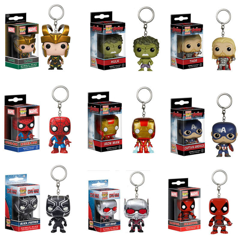 Funko pop Marvel Avengers 4 mô hình nhân vật siêu anh hùng Đội Trưởng Mỹ Thanos Dr. lạ sắt người đàn ông Hulk búp bê móc khóa