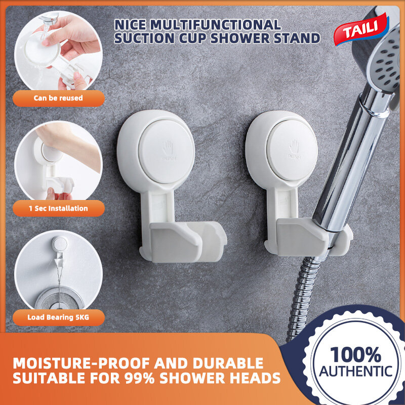 TAILI shower head bracket bathroom punch-free rain shower head storage rack bathroom children's removable suction cup holder hook 2-speed adjustable shower head fixed base rack accessories ราคา 67 บาท*ส่งฟรี