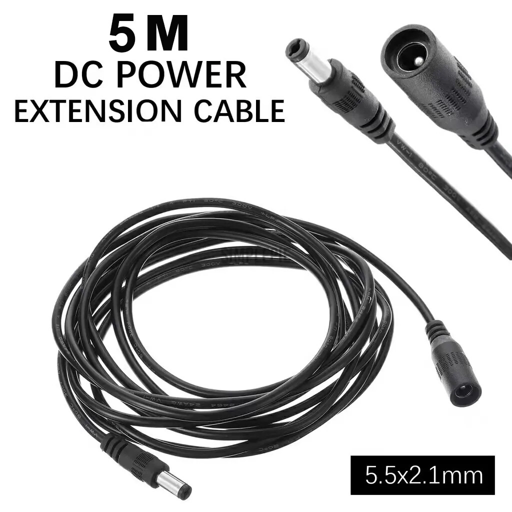 Dây cấp nguồn dc 5m 12v cáp nối 5.5*2.1mm dây nối dài dây cáp điện đực cái điện nối dài dây bộ chuyển đổi điện cho camera ip cctv