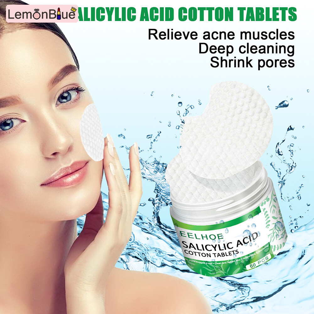 Gambar LemonBlue 60 Counts Salicylic Acid Cotton Tablets Skin Restoration Wet Mask Pad Skin Care Skin Restoration Wet Mask Pad Wet Skin Care for Oil Control Removing Acne Marks Salicylic Acid Cotton Tablets 60 Counts