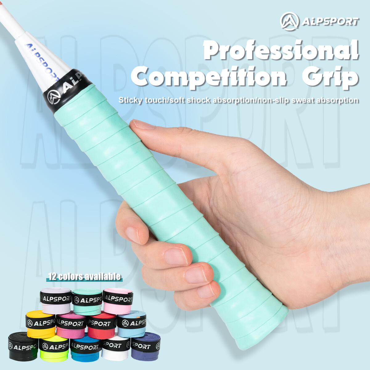  Alp 100% Ban Đầu 12 Màu Sắc Cầu Lông Overgrip Cho dây Quấn vợt Dập Nổi Non-Slip Grips Alpsport SJ 