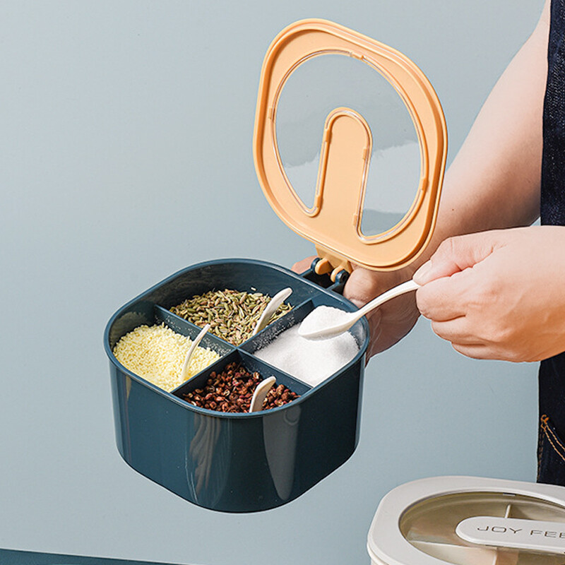 Lọ Đựng Gia Vị Trong Suốt Bốn Ô Lọ Đựng Muối Và Hạt Tiêu Bộ Hộp Đựng Gia Vị Nhà Bếp Kiểu Bắc Âu, Gia Vị Bộ Đồ Ăn Hộp Đựng