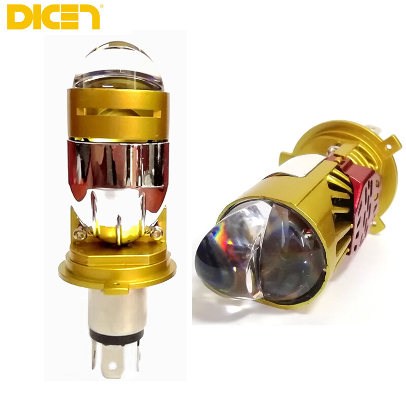 Dicn 1 chiếc đèn pha xe máy led h4 đèn pha ống kính máy chiếu mini đèn chiếu tia hi/lo cho đèn pha xe hơi 12v chip 3570