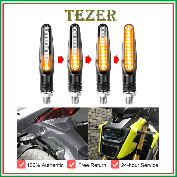 Tezer , 2 đèn led tín hiệu rẽ xe máy đèn chớp đuôi 12 smd đèn chớp nước chảy, đèn nhấp nháy xe máy uốn cong ip68
