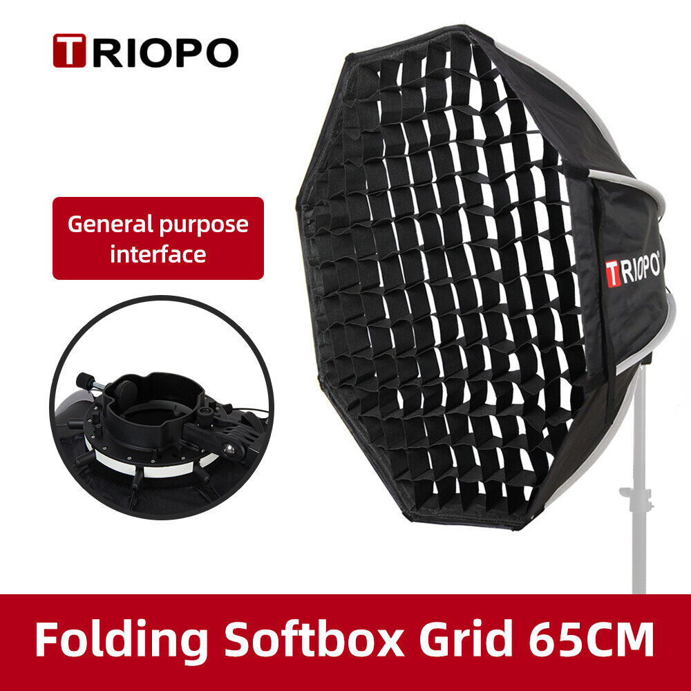 Triopo KX65 65 Cm Speedlite Đèn Chụp Ảnh Hình Ô Bát Giác + Lưới Tổ Ong Đèn Flash Ngoài Trời Hộp Mềm Cho Godox V1 Speedlite Softbox