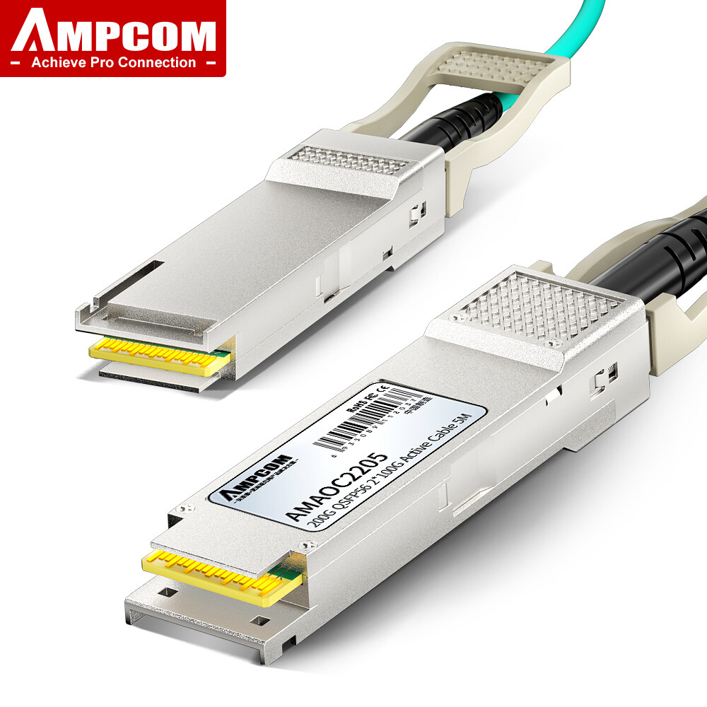 AMPCOM 200G QSFP56 Active Opitical Cable (AOC) LSZH, Compatible for Cisco, Mikrotik, Fortinet, Ubiquiti, Netgear, Arista etc ราคา 15,248 บาท*ส่งฟรี
