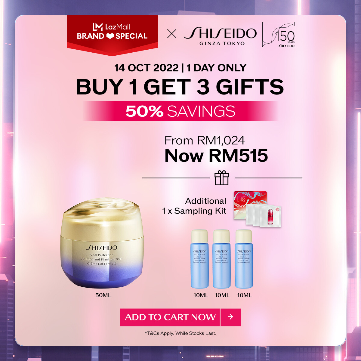 Gambar [150th Anniversary Exclusive | 14 Oct Only] Shiseido Vital Perfection Uplifting And Firming Cream 50ml Set RM515 (Worth RM1,024)