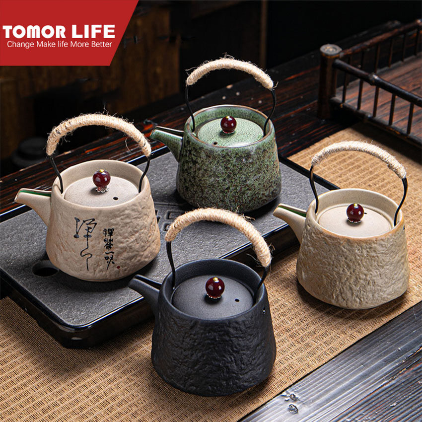 Tomor Life Ấm Trà Gốm Thô Cổ Điển Gia Dụng Ấm Trà Kung Fu Ấm Trà Chống Bỏng Thủ Công Có Tay Cầm
