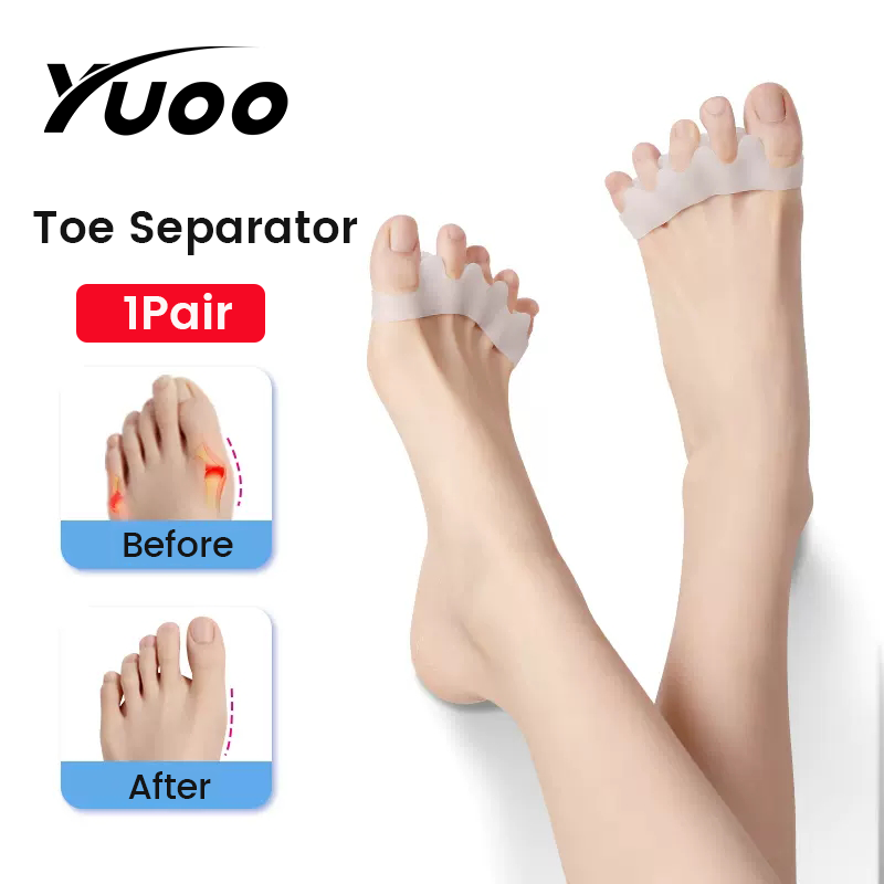 Yuoo 1Pair Silicone Finger Toe Separator Hammer Toe Correction Pad Hallux Valgus Orthopedic Bunion Guard Toe Spacer Foot Care Tool