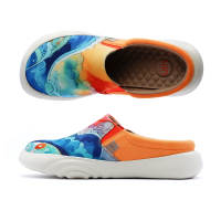 UIN Denia III Womens Painted Walking Slip On Lightweight Comfortable Canvas Fashion Flat Shoes Ocean series