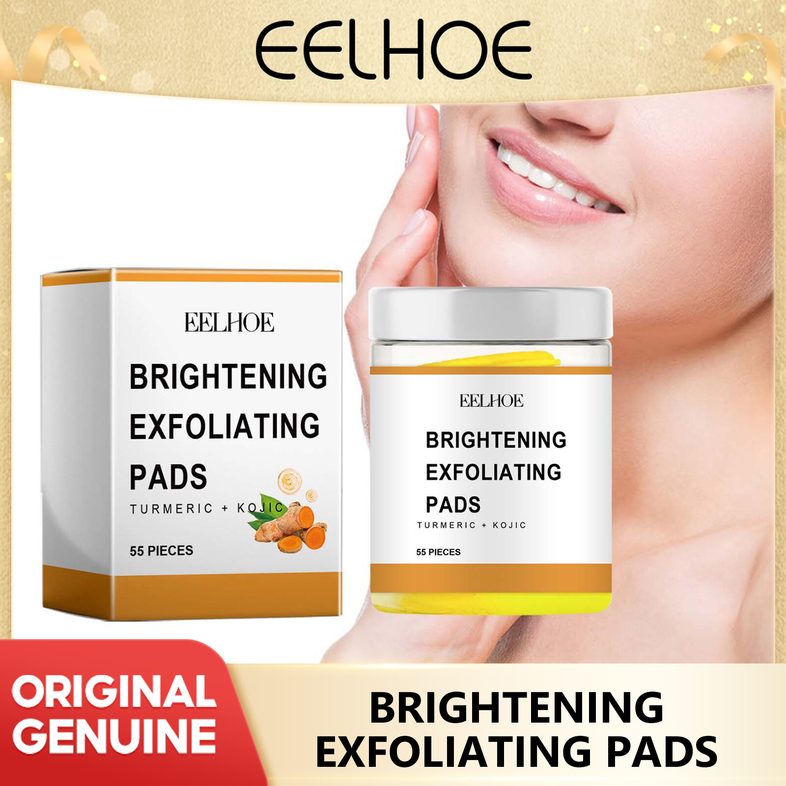 Eelhoe sáng miếng tẩy tế bào chết làm sạch lỗ chân lông sâu nhẹ nhàng tẩy tế bào chết hợp đồng lỗ chân lông và làm sáng bóng tự nhiên với độ đàn hồi chăm sóc da 55 miếng