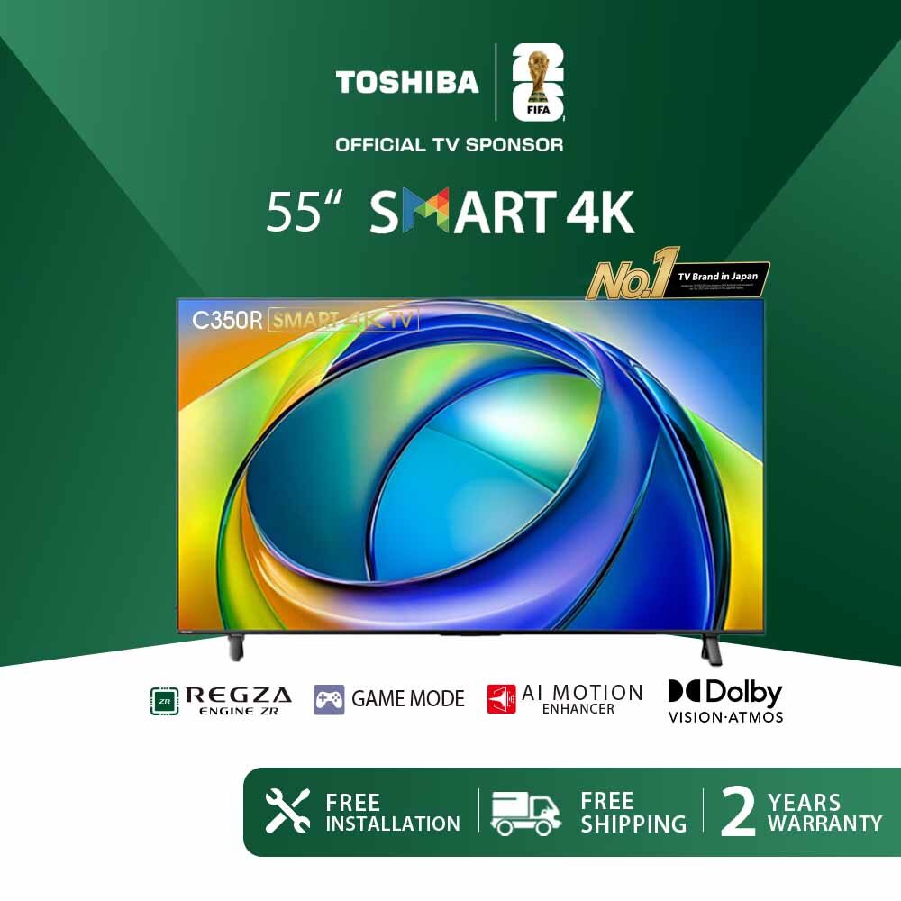Toshiba 55 Inci 4K UHD Dolby Atmos / TV Pintar / Televisyen 55C350RP Harga 2,169 Ringgit*Penghantaran Percuma