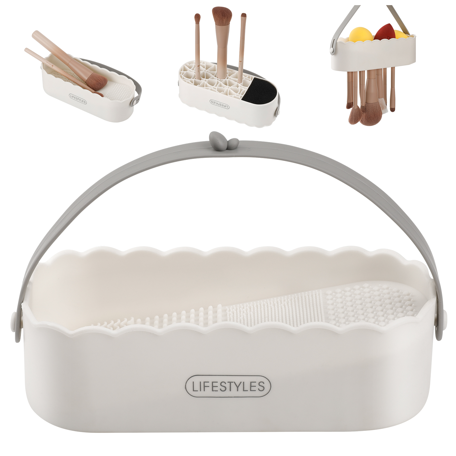  DUcare Cọ trang điểm silicon miếng đệm làm sạch trang điểm bàn chải miếng đệm làm sạch trang điểm bàn chải khô hộp làm sạch cọ trang điểm 