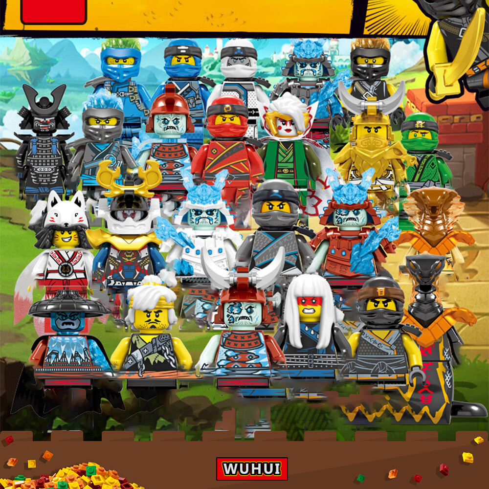 Wuhui 24 cái Ninja búp bê mini đồ chơi đồ chơi xây dựng khối khối xây dựng Phantom Ninja W/Phụ kiện khối xây dựng được áp dụng cho trẻ em mẫu giáo trên 3 tuổi + Đồ chơi trẻ em của tất cả các thương hiệu