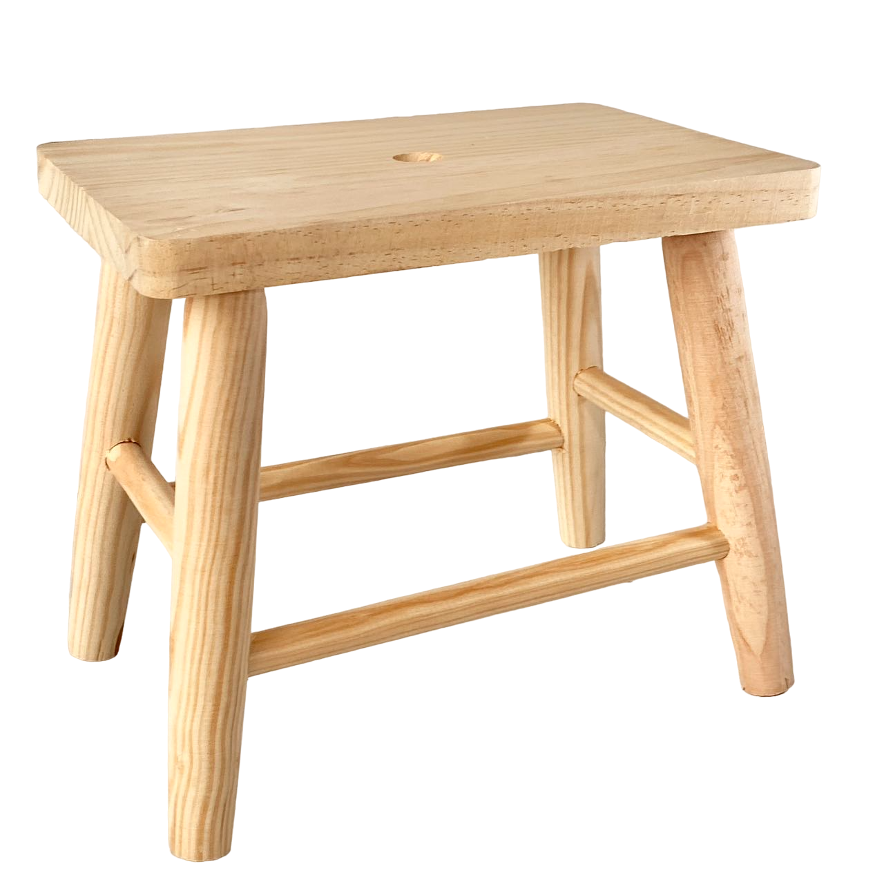 Maxia Market Taburete Rectangular de Madera Natural con Patas Redondas ...