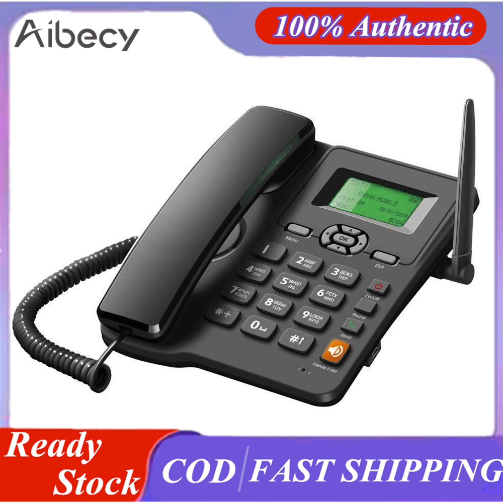 Cordless Phone Desktop Telephone Support GSM 850/900/1800/1900MHZ Dual SIM Card 2G Fixed Phone with Antenna Radio Alarm Clock Funtion for House Home Call Center Office Company Hotel ราคา 920 บาท*ส่งฟรี