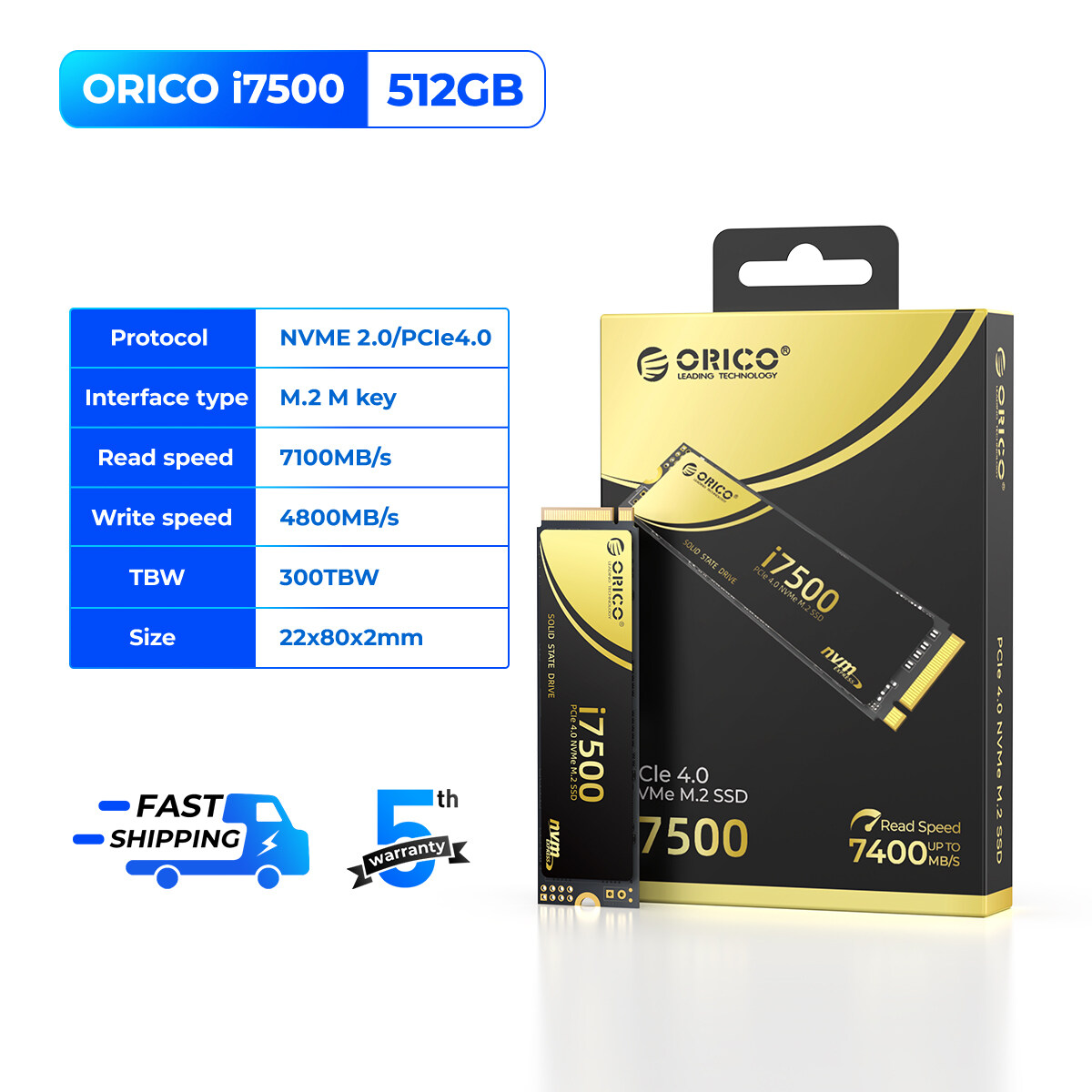 ORICO NVMe pcle 4.0 SSD giải phóng tốc độ tối đa hiệu suất cao 7500 Tốc độ đọc MB/giây lên tới 4TB b