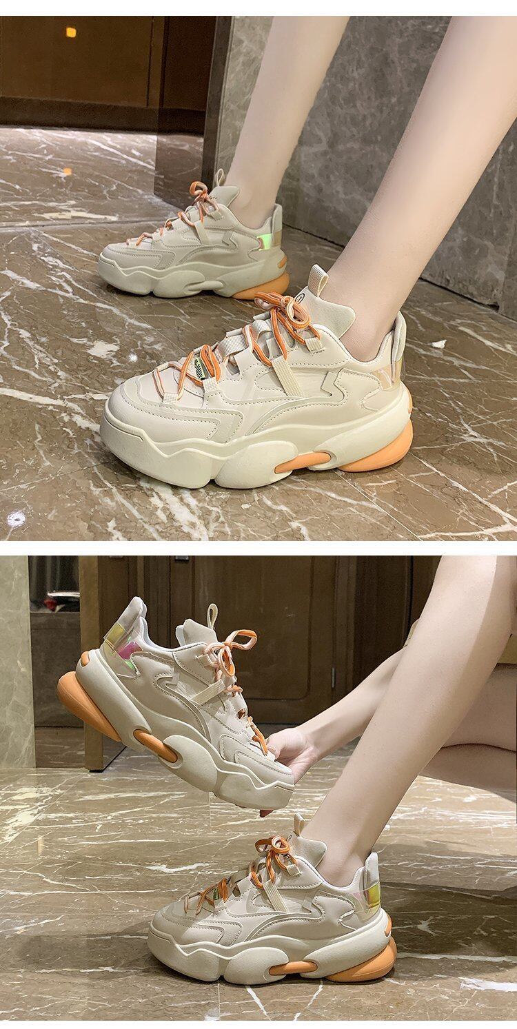 Giày Nữ Thời Trang Hàn Quốc Giày Da PU Đế Dày Nâng Cao Chống Thấm Nước Giày Thể Thao Ngoài Trời