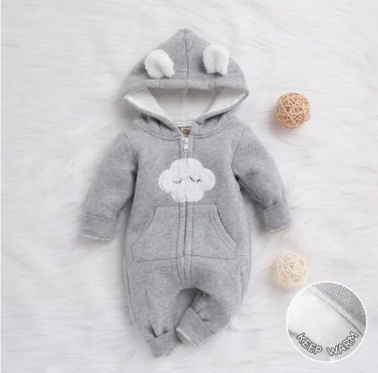  PatPat Bộ Áo Liền Quần PatPat Cho Bé Quần Yếm Dài Tay Có Mũ Đám Mây Đáng Yêu Bằng Cotton 100% 