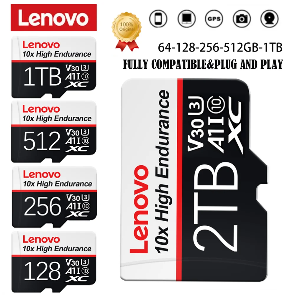 Lenovo 2TB Memory Card 128GB TF V60 Card Class 10 1TB Mini SD Card High Speed Micro TF SD Card For Nintendo Switch - ยี่ห้อ Lenovo ราคา 159 บาท*ส่งฟรี