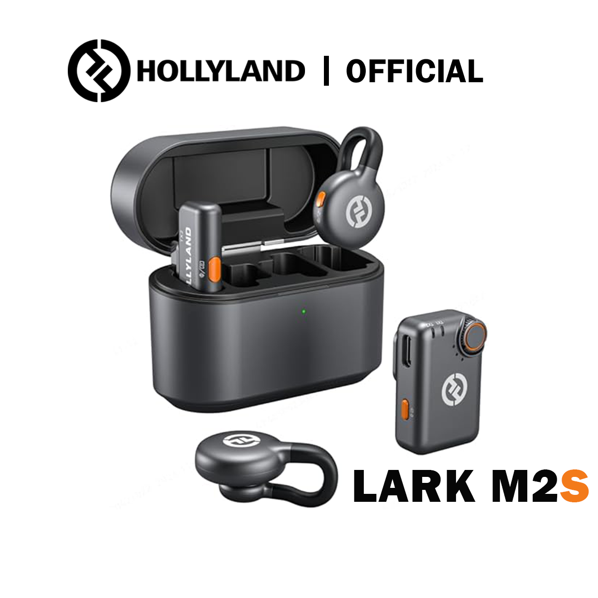 Hollyland LARK M2S Wireless Lapel Microphone No-Logo Invisible Fit Clip On Microphone Ti+ Innovative Design 300m Wireless Range Livestream Microphone for Camera Phone PC Laptop
