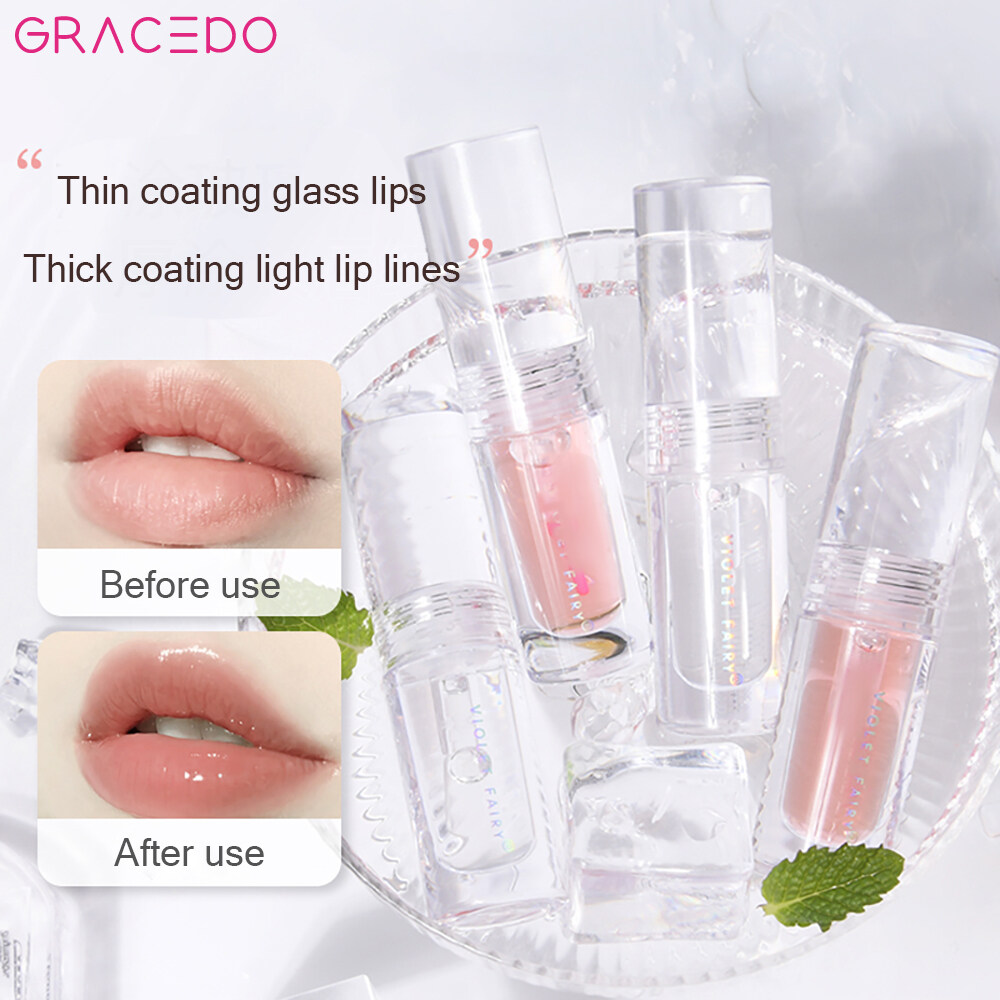 GRACEDO VIOLET FAIRY Lip Gloss Moisturizing Lip Balm Long-lasting Waterproof Liquid Liptint Shine Shimmer Plumping Lip Glaze Lipstick Lip Care Makeup