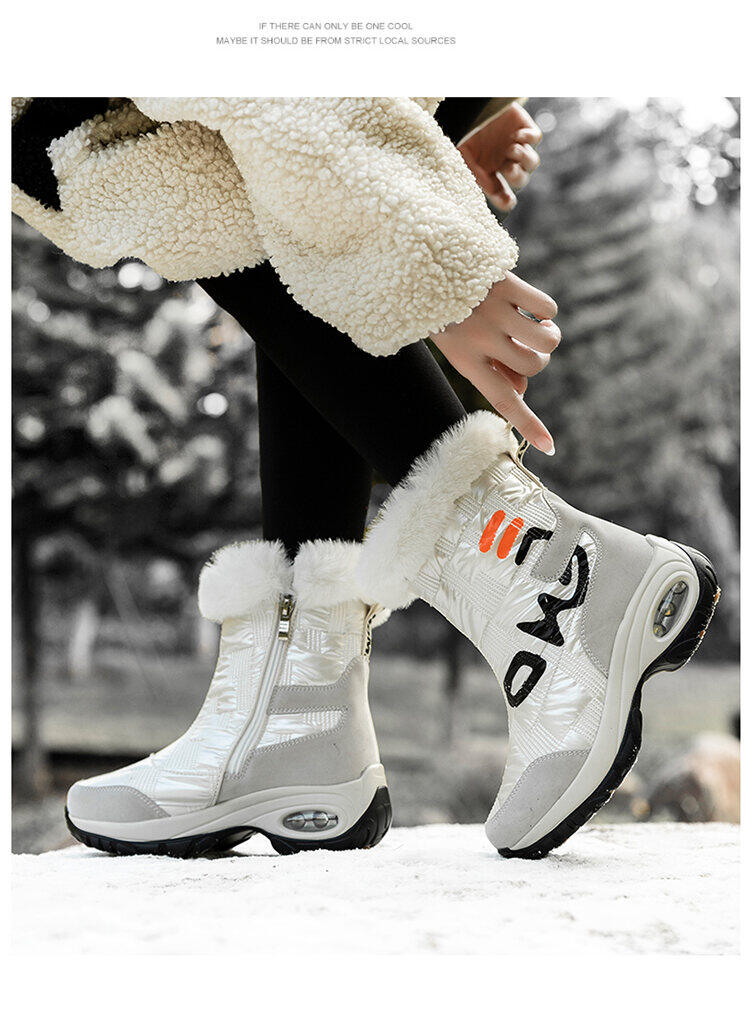 Bốt Bông Dày Bốt Đi Tuyết Nữ Chống Trượt Giày Bông Đế Bằng Độn Cao Bên Trong Mẫu Mới Mùa Đông Năm 2021 Giữ Ấm Lót Lông Thời Trang 17