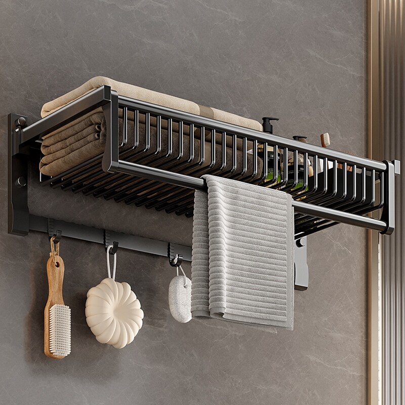 Gambar Shelf toilet bathroom towel rack punched the bathroom hanging on the wall to receive free towels toilet bath