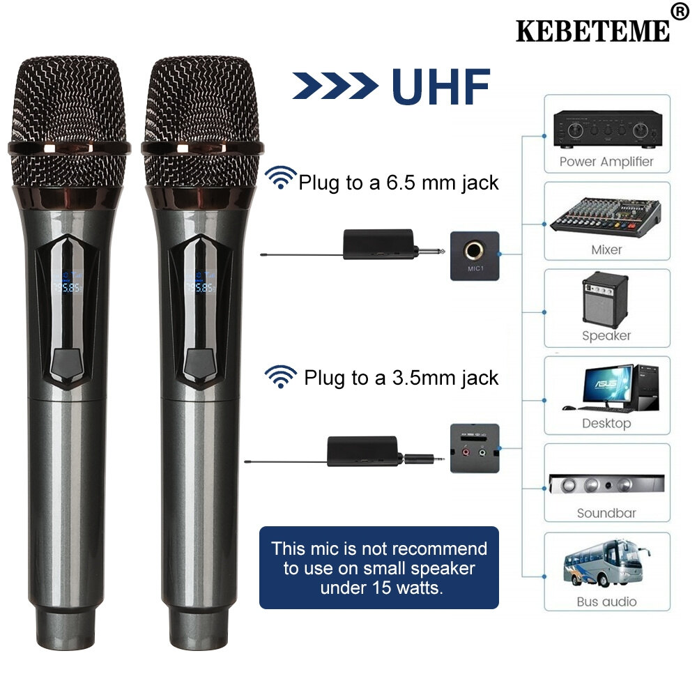 Kebememe Micro không dây Chuyên nghiệp UHF cầm tay có thể sạc lại microphone cho hội nghị nhà