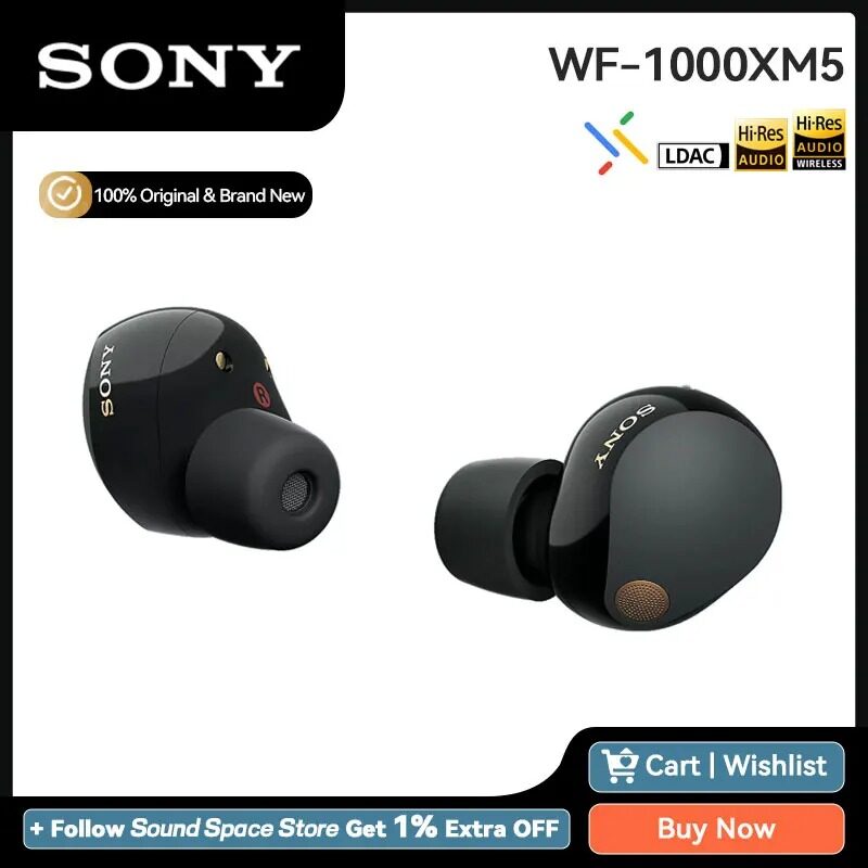 For SONY WF 1000XM5 Wireless Noise Cancelling Earbuds Bluetooth 5.3 Earphones Hi-Res LDAC SBC Dual Connection IPX4 24hrs Playtime(OEM versions)