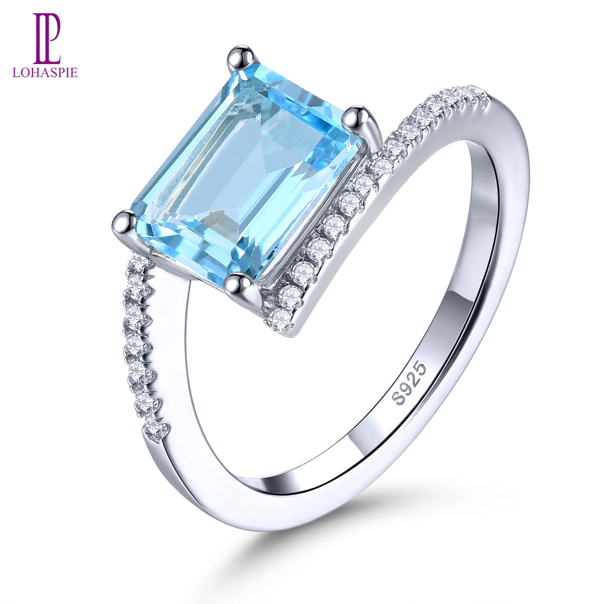 3 Carat Nhẫn Đá Topaz Xanh Da Trời Tự Nhiên Chính Hãng Bằng Bạc Sterling 925 Nhẫn Đá Topaz Xanh Dươn