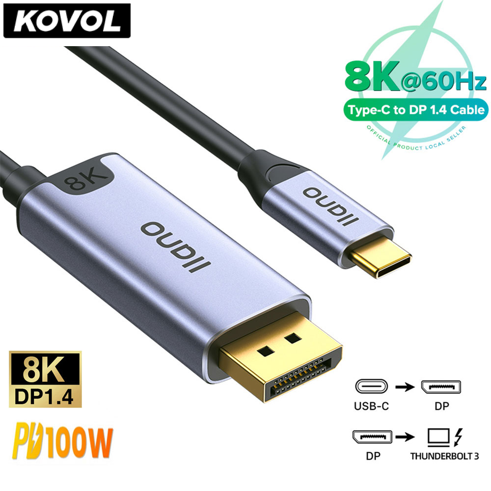 Kovol llano cáp usb c sang displayport cáp 8k dp type c sang cổng hiển thị 1.4 thunderbolt 3 pd 100w sạc cho macbook