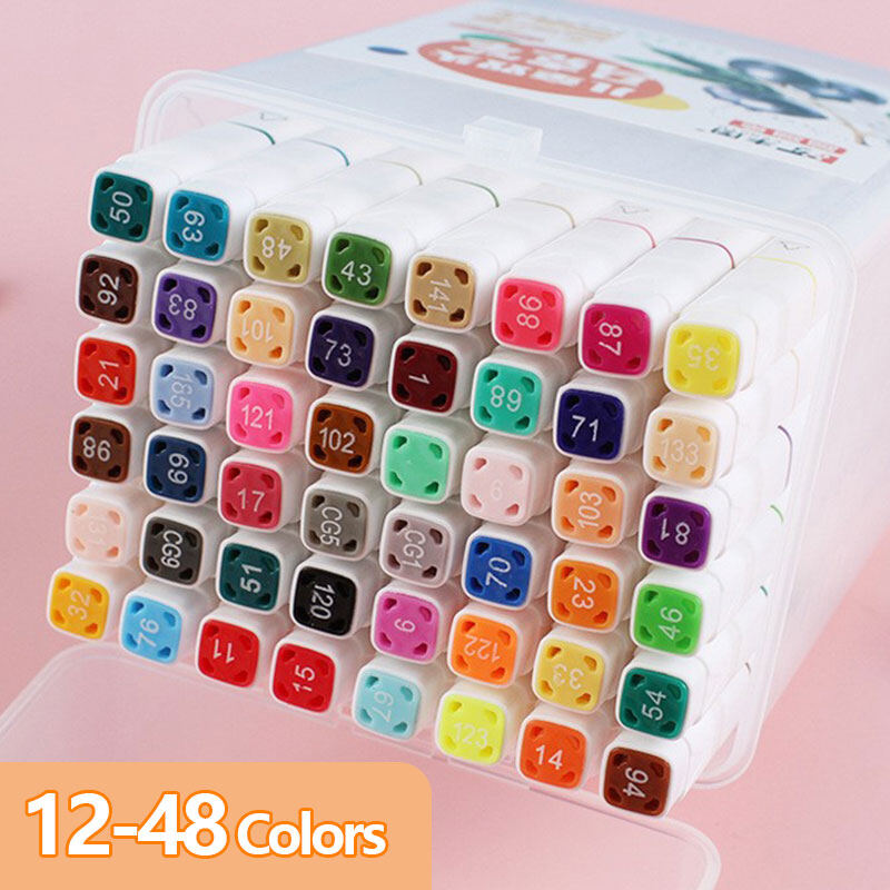 12 Chiếc Bút Đánh Dấu Hai Đầu Màu Nước, Đồ Dùng Nghệ Thuật Văn Phòng Phẩm Phấn