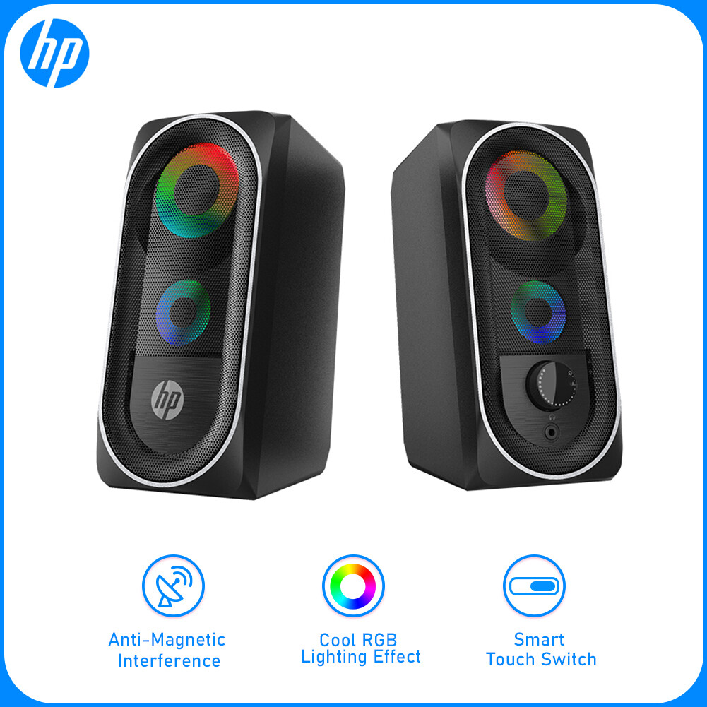 HP DHE6001 Loa Mini Tăng Bass RGB Streamer Hiệu Ứng Ánh Sáng Dùng Nguồn USB Âm Thanh Mạnh Mẽ Tương Thích Thông Minh Cho Máy Tính Xách Tay Máy Tính Để Bàn TV Điện Thoại Di Động