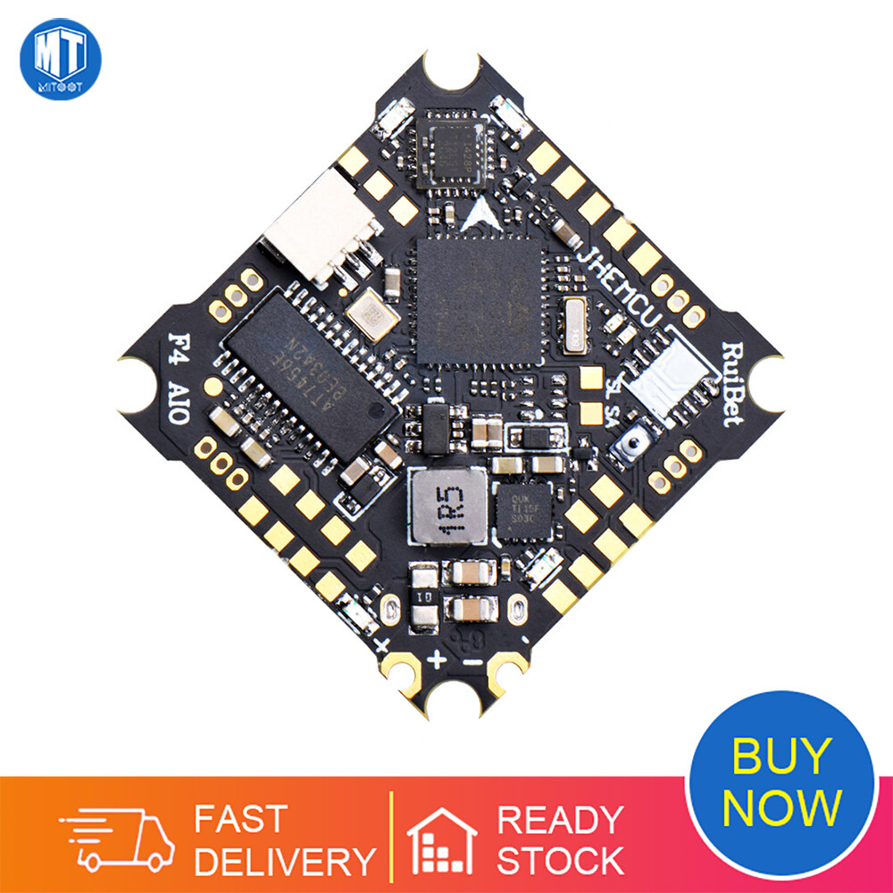 JHEMCU F4 AIO F411 Điều Khiển Máy Bay BLHELIS 12A 4in1 ESC 1-2S 25.5X25.5mm Cho Máy Bay Không Người 