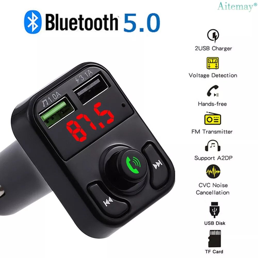 Aitemay Bộ Phát FM Trên Xe Hơi Bộ Thu Âm Thanh Rảnh Tay Không Dây Bluetooth 5.0 Máy Phát MP3 Ô Tô Bộ Sạc Nhanh USB Kép Phụ Kiện Xe Hơi