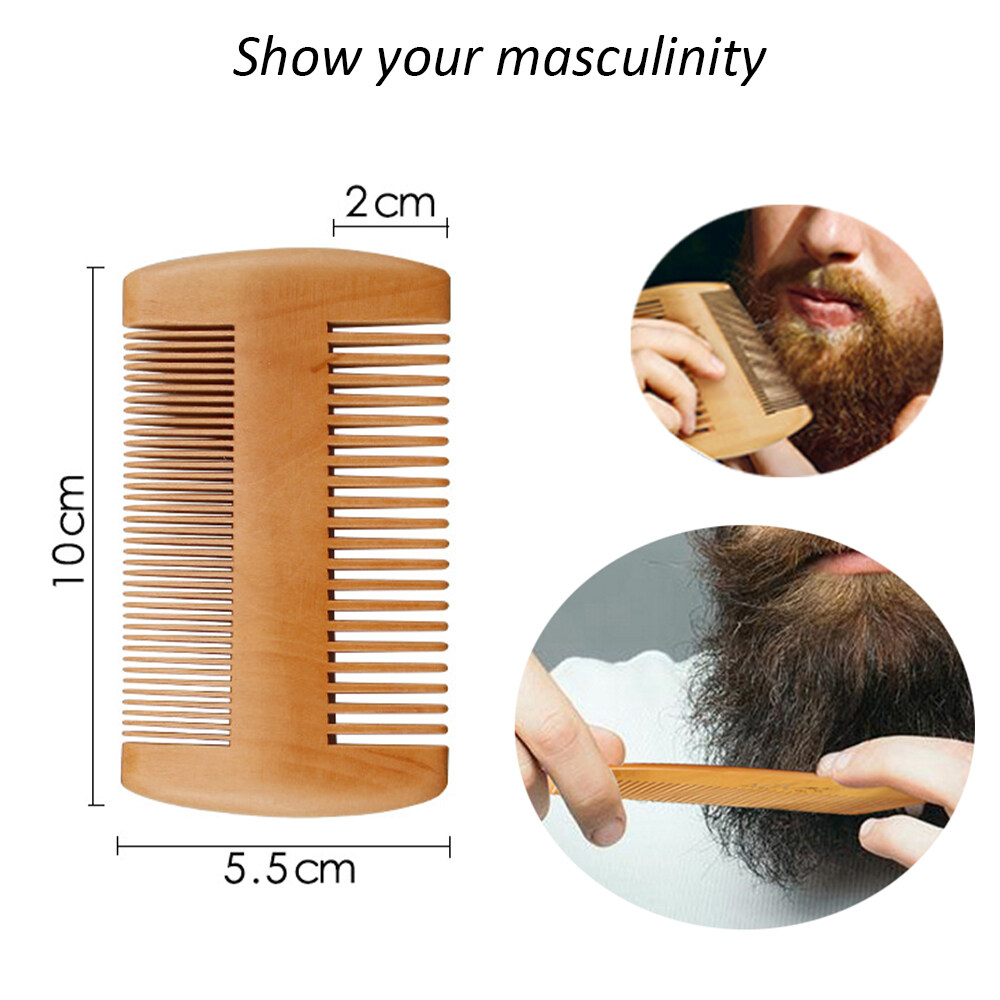 Bàn Chải Râu Gỗ Lông Heo Rừng Mềm Tự Nhiên Bộ Lược Chải Râu, Dụng Cụ Cạo Râu Thợ Làm Tóc Cho Nam, Bộ Lược Chải Ria Mép Có Túi