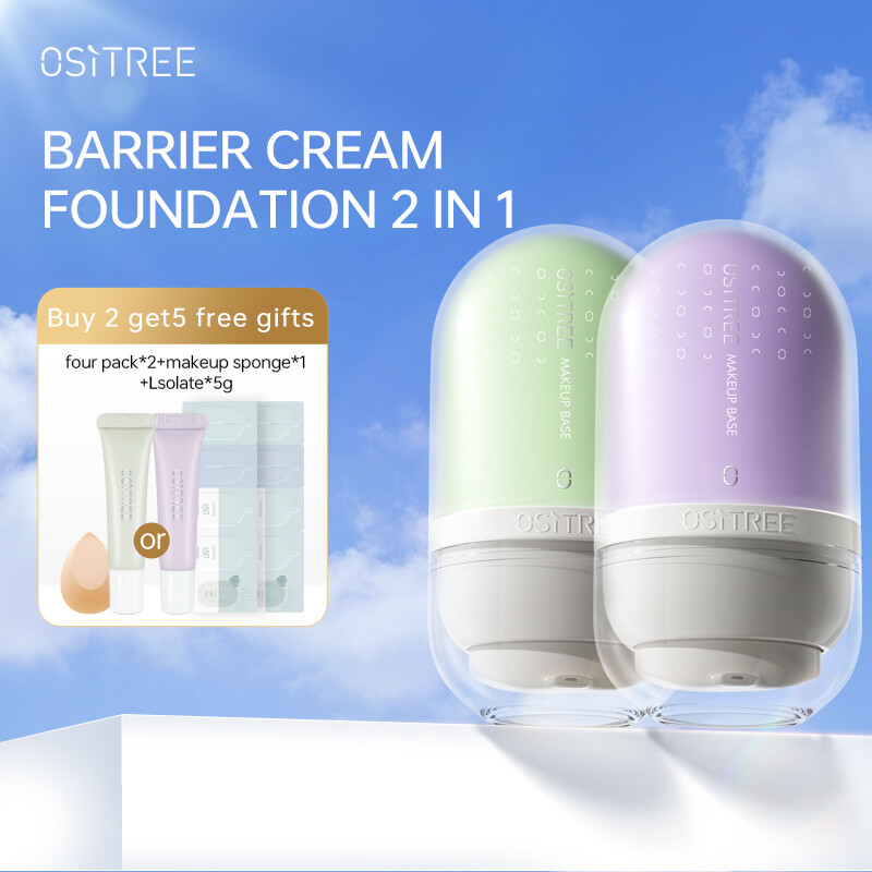 Kem lót trang điểm chỉnh màu OSITREE 32G, 2 chiếc kem lót trang điểm, kem và phấn nền thuần chay, kem che khuyết điểm dưỡng ẩm