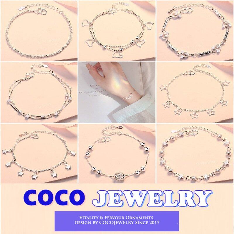 COCOJEWELRY S925 Silver Bracelet for Women Girl Korea Star and Moon Hand Jewelry Accessories Gift